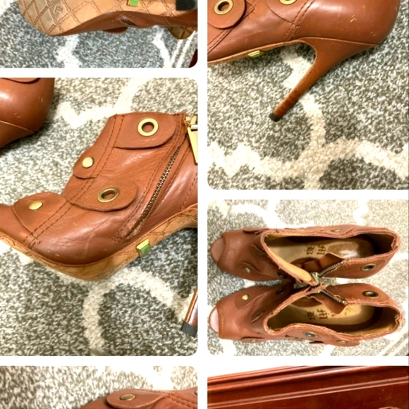 l.a.m.b. gwen stefani shoes, size 6.5, brown, peep toe heels - Picture 2 of 2
